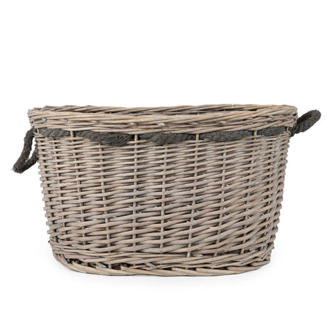 Log Baskets Set of 2 Oval Log Baskets Stylish Grey Wash - Home Deco London