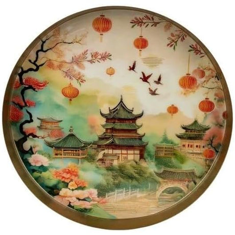 Silk Road Collection Decorative Round Metal Tray - Home Deco London