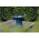 Esschert Design Small Ceramic Petrol Blue Bird Bath on Pedestal - Home Deco London