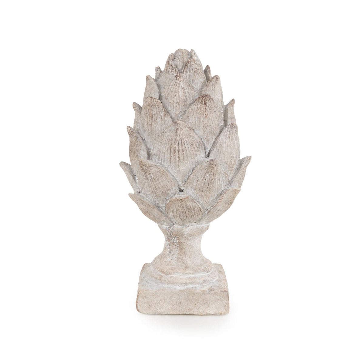 Large Resin Artichoke Ornament Washed White - Home Deco London