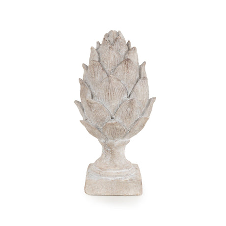 Large Resin Artichoke Ornament Washed White - Home Deco London