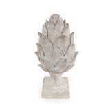 Large Resin Artichoke Ornament Washed White - Home Deco London