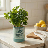 Small Artificial Plant Faux Mint in Tin Pot