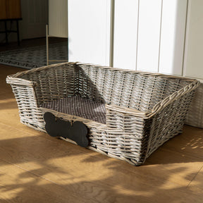 Small Dog Basket with Padded Bed and Personalised Chalk Board - Home Deco London