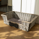 Small Dog Basket with Padded Bed and Personalised Chalk Board - Home Deco London