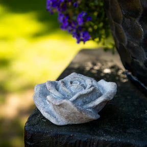 Small Resin Stone Rose Ornament - a beautiful decorative stone rose with layered petal detail, perfect for home decor.