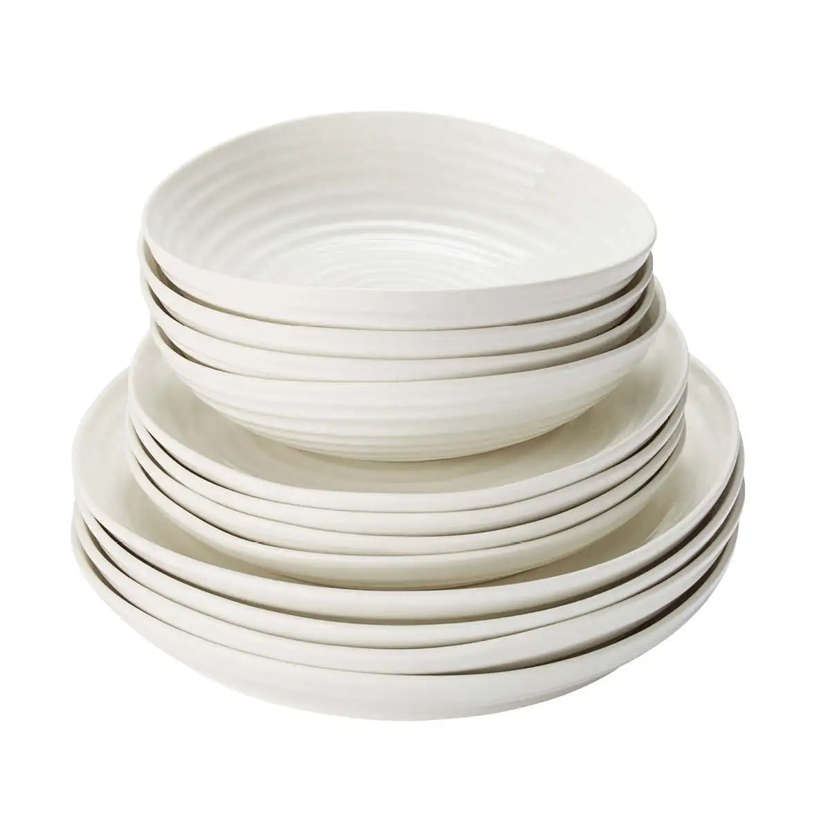 Sophie Conran 12 Piece White Porcelain Dinner Set with Signature Ripple Design