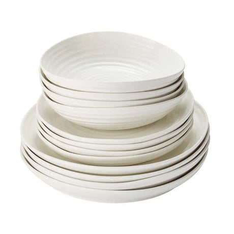 Sophie Conran 12 Piece White Porcelain Dinner Set with Signature Ripple Design