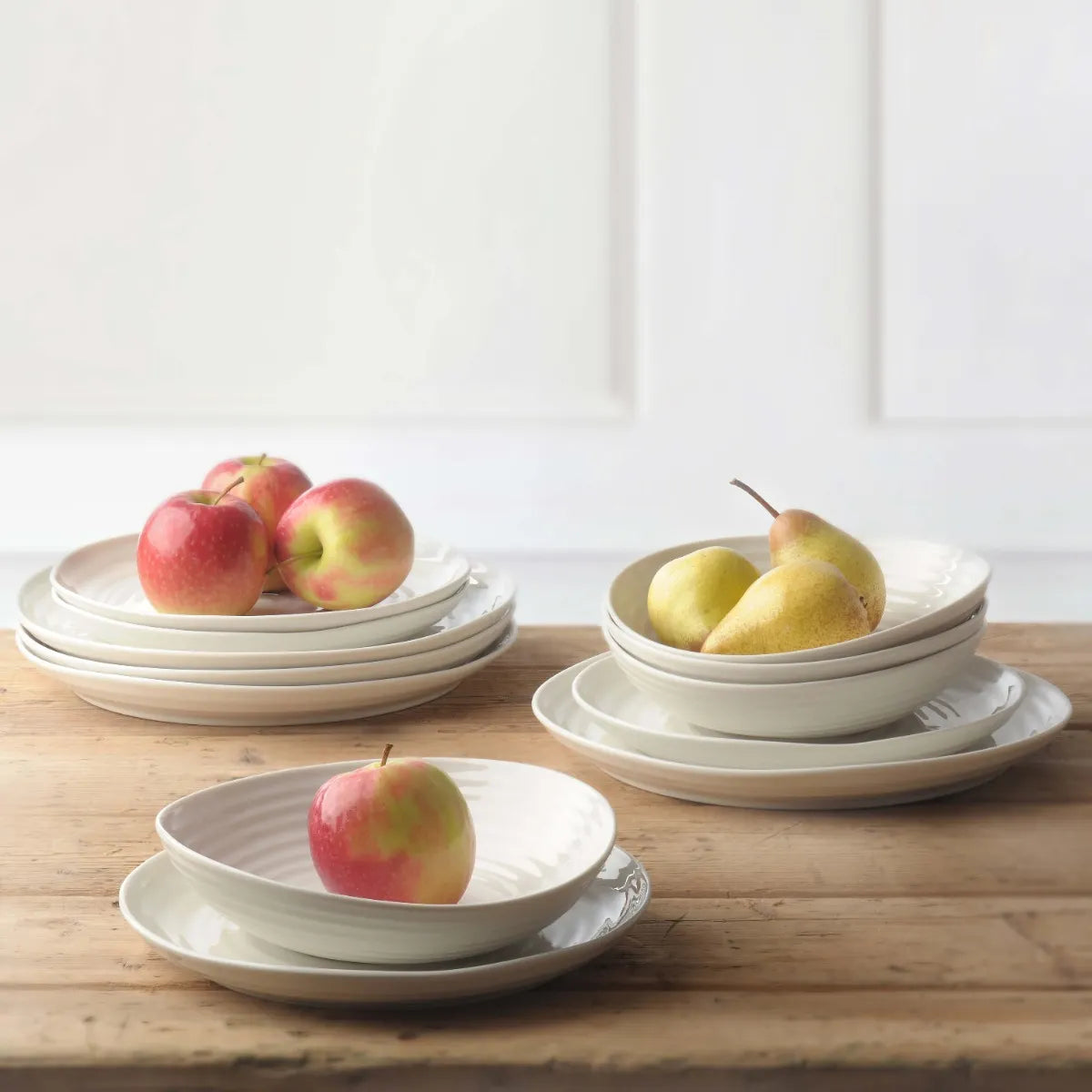 Sophie Conran 12 Piece White Porcelain Dinner Set with Signature Ripple Design
