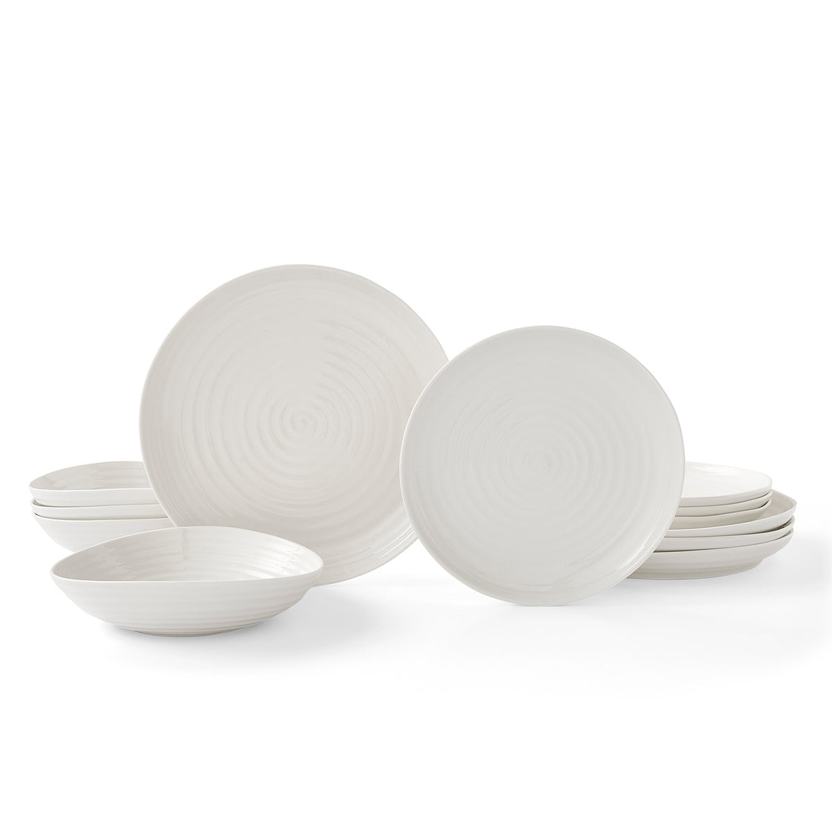 Sophie Conran 12 Piece White Porcelain Dinner Set with Signature Ripple Design