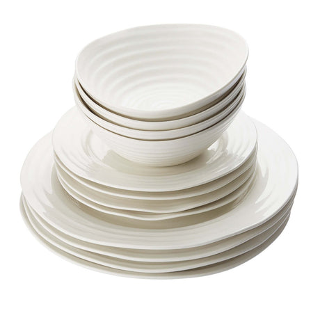Sophie Conran 12 Piece Dinner Set, White Round Bowl
