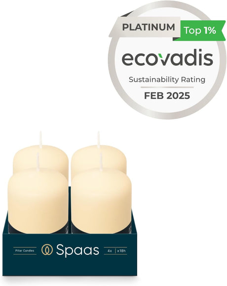Close-up of Spaas Unscented Pillar Candle, showcasing its smooth finish and premium quality, the best ivory pillar candles for any decor.