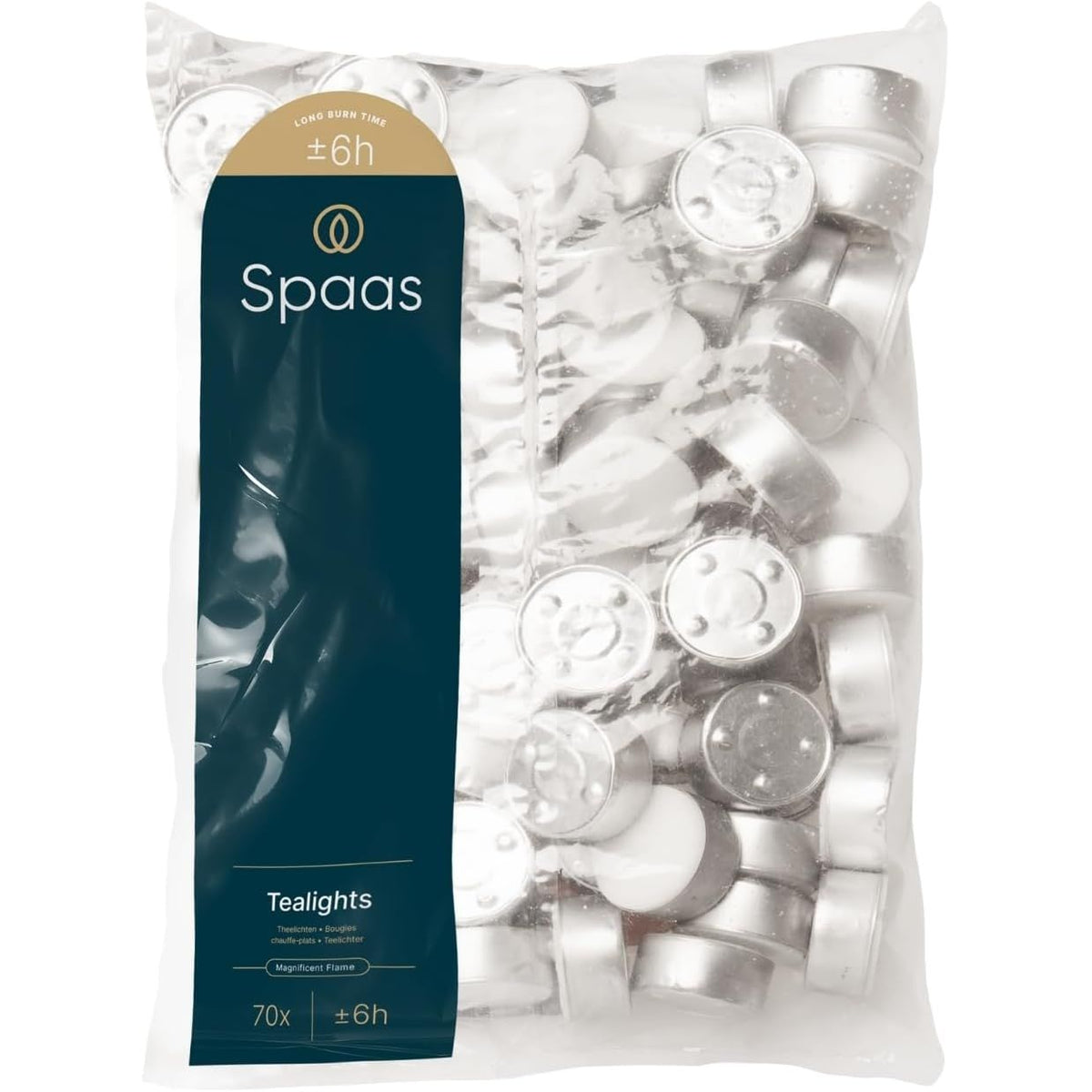 Spaas 6 Hours Tealights Bag of 70 White Unscented - Home Deco London