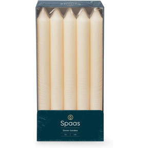 Spaas Unscented Dinner Candles 21/240mm - 10 pieces in ivory, perfect for a cosy evening with no drips.