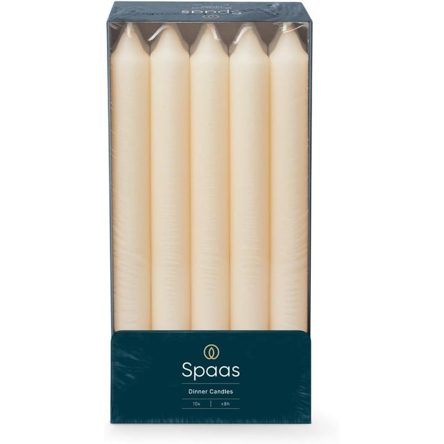 Spaas Unscented Dinner Candles 21/240mm - 10 pieces in ivory, perfect for a cosy evening with no drips.