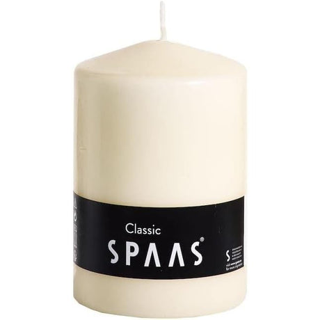 Spaas Unscented Pillar Candle 100/150 mm, ± 90 Hours, Ivory - A classic design unscented pillar candle perfect for creating a cozy atmosphere with its long burn time.