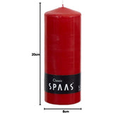 Spaas Unscented Red Pillar Candle 78x200mm - Home Deco London