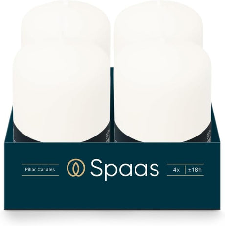 Spaas Unscented Pillar Candle 50/80 mm, pack of 4, perfect for creating a warm ambience with unscented pillar candles.