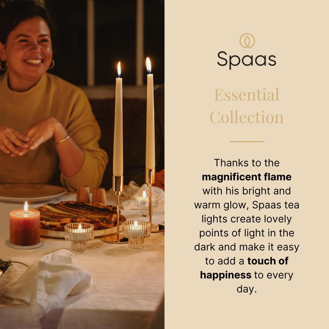 Spaas Box of 120 Unscented Tea Lights, 8 Hours, White
