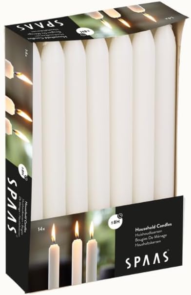 Spaas White 14 Tapered Dinner Candles 21/220 mm ± 8 Hours