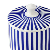 Spode Steccato Covered Sugar Bowl styled with matching striped tea set, ideal for a bold and elegant dining experience.