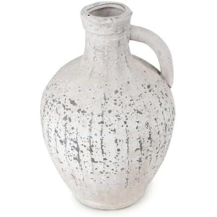 Stone Finish Vase with Handle - 28cm Decorative Bottle - Home Deco London