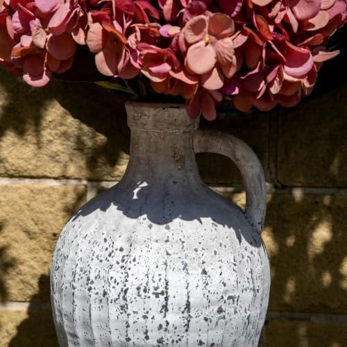 Stone Finish Vase with Handle - 28cm Decorative Bottle - Home Deco London