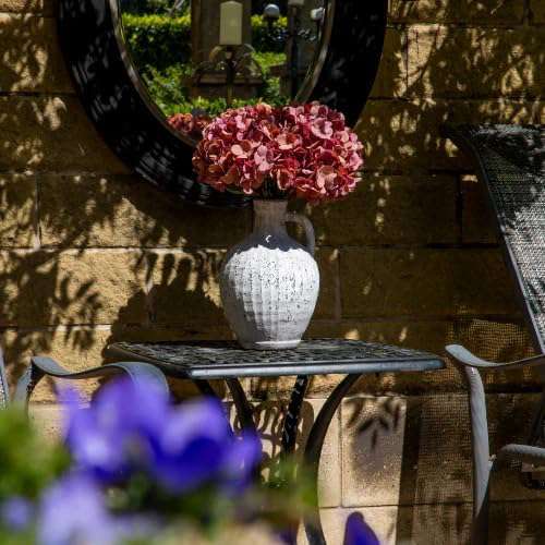 Stone Finish Vase with Handle - 28cm Decorative Bottle - Home Deco London