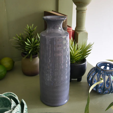 Reactive Glaze Vase 22.8cm Elegant Blue Bottle Vase - Home Deco London