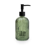 Stylish Glass Soap Dispenser in Elegant Green with Charcoal Black Pump, 19CM