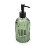 Stylish Glass Soap Dispenser in Elegant Green with Charcoal Black Pump, 19CM
