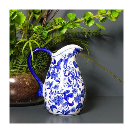 Sumatra Blue And White Ceramic Jug 21.5cm - Home Deco London