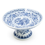 Sumatra Blue & White Cake Stand 8" Small Ceramic Cake Stand featuring detailed blue decorations, ideal for presenting cakes and pastries.