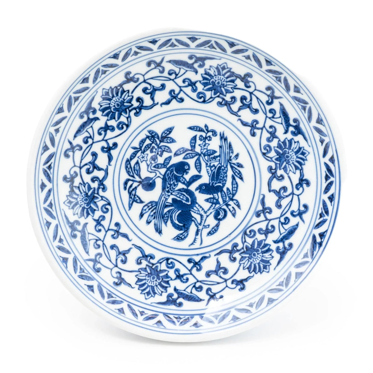 Sumatra Blue & White Cake Stand 8" Small Ceramic Cake Stand showcasing a unique floral pattern, perfect for elegant dining.