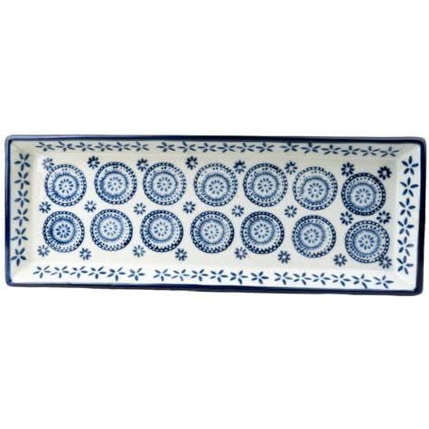 Sumatra Blue and White Floral Ceramic Serving Plate 34.5cm - Home Deco London