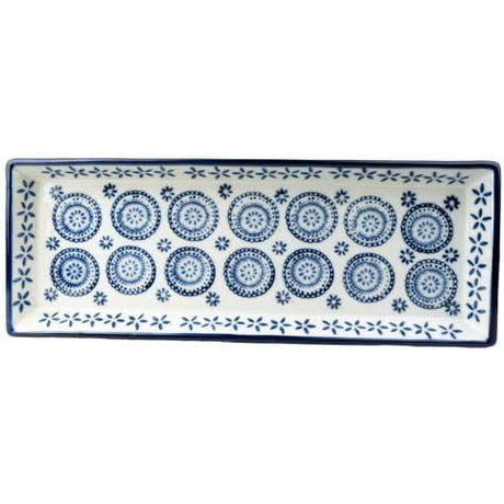 Sumatra Blue and White Floral Ceramic Serving Plate 34.5cm - Home Deco London