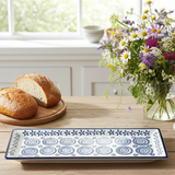 Sumatra Blue and White Floral Ceramic Serving Plate 34.5cm - Home Deco London