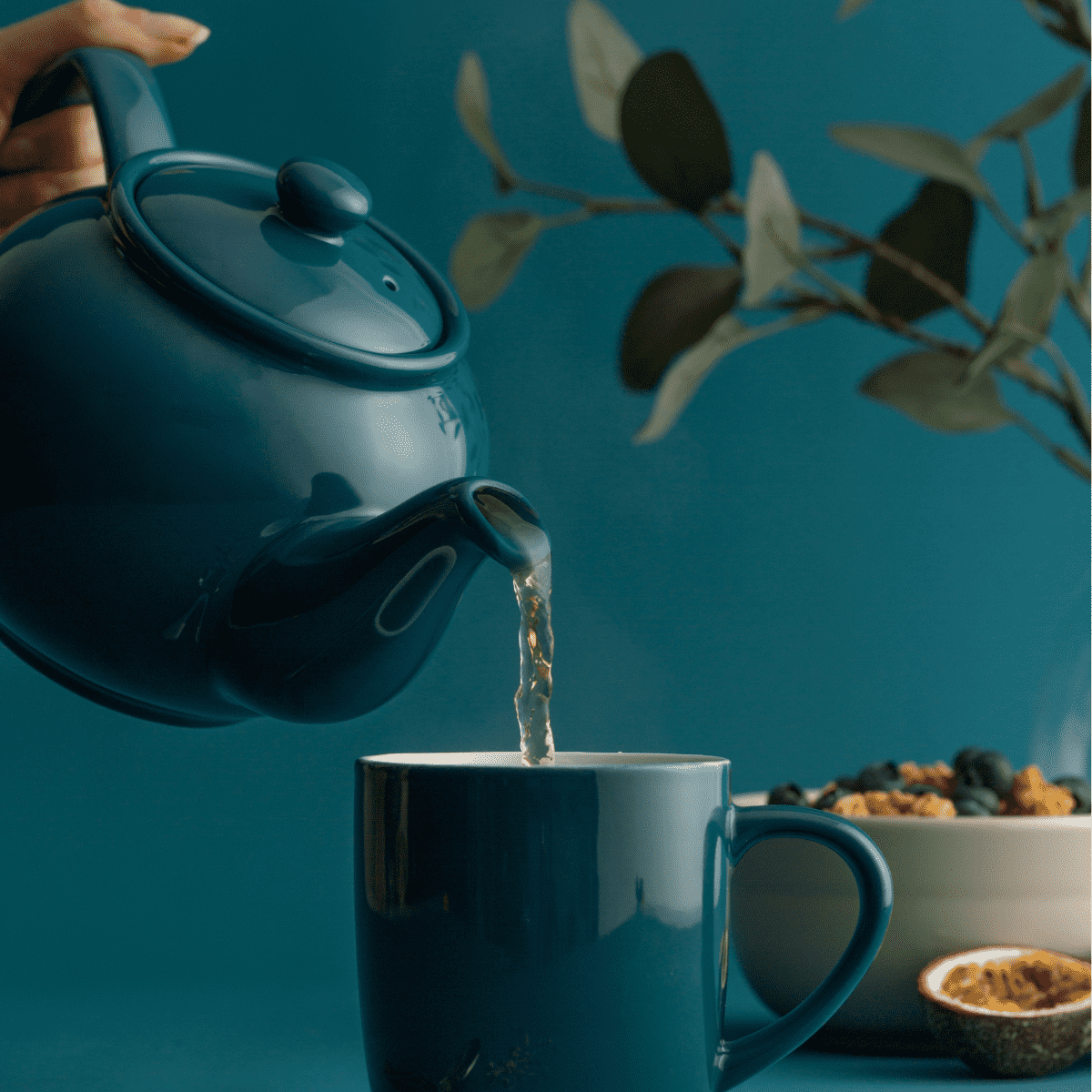 Teal Blue Teapot 450ml – Durable Stoneware for 2 Cups with Optional Stainless Steel Filter - Home Deco London