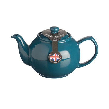Teal Stoneware Teapot 6 Cup - Dishwasher & Microwave Safe, Ideal for Afternoon Tea - Home Deco London