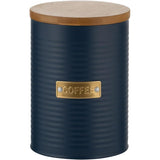 Black metal coffee canister with bamboo lid from the Typhoon Otto Kitchen Storage Canister Set, a chic addition to your kitchen storage solutions.