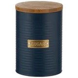 Sugar canister from the Typhoon Otto Kitchen Storage Canister Set, designed in black metal with a bamboo lid for stylish organisation.