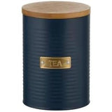 Tea canister from the Typhoon Otto Kitchen Storage Canister Set, featuring a black metal body and bamboo lid for elegant kitchen storage.