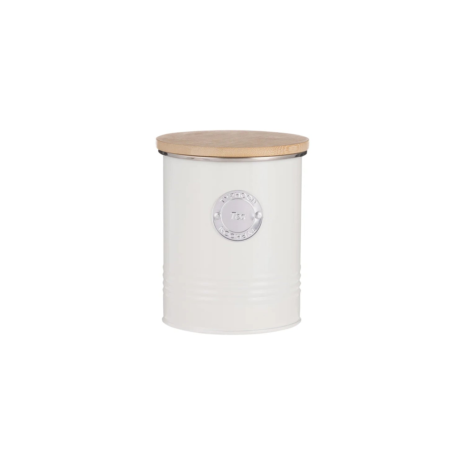 Typhoon Living Coffee Canister Cream 1 Litre, a stylish coffee storage canister with a bamboo lid, perfect for keeping your coffee fresh.