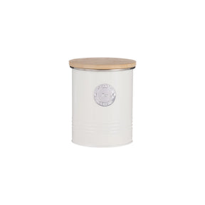Typhoon Living Coffee Canister Cream 1 Litre, a stylish coffee storage canister with a bamboo lid, perfect for keeping your coffee fresh.
