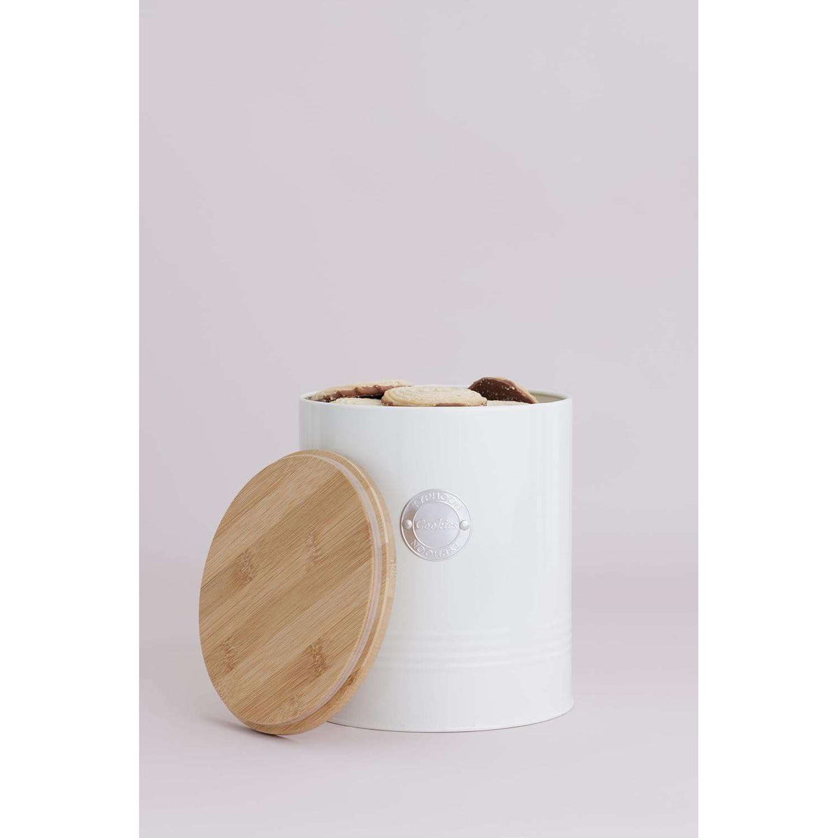 Typhoon Living Cream Cookie Storage presented with cookies, highlighting its role in keeping treats fresh and organised.