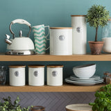 Lifestyle shot of Typhoon Living Cream Cookie Storage blending seamlessly with modern kitchen decor, showcasing its usability.
