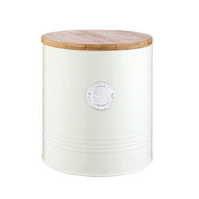Typhoon Living Cream Cookie Storage in pastel cream colour with a silver cookies badge, perfect for keeping cookies fresh.
