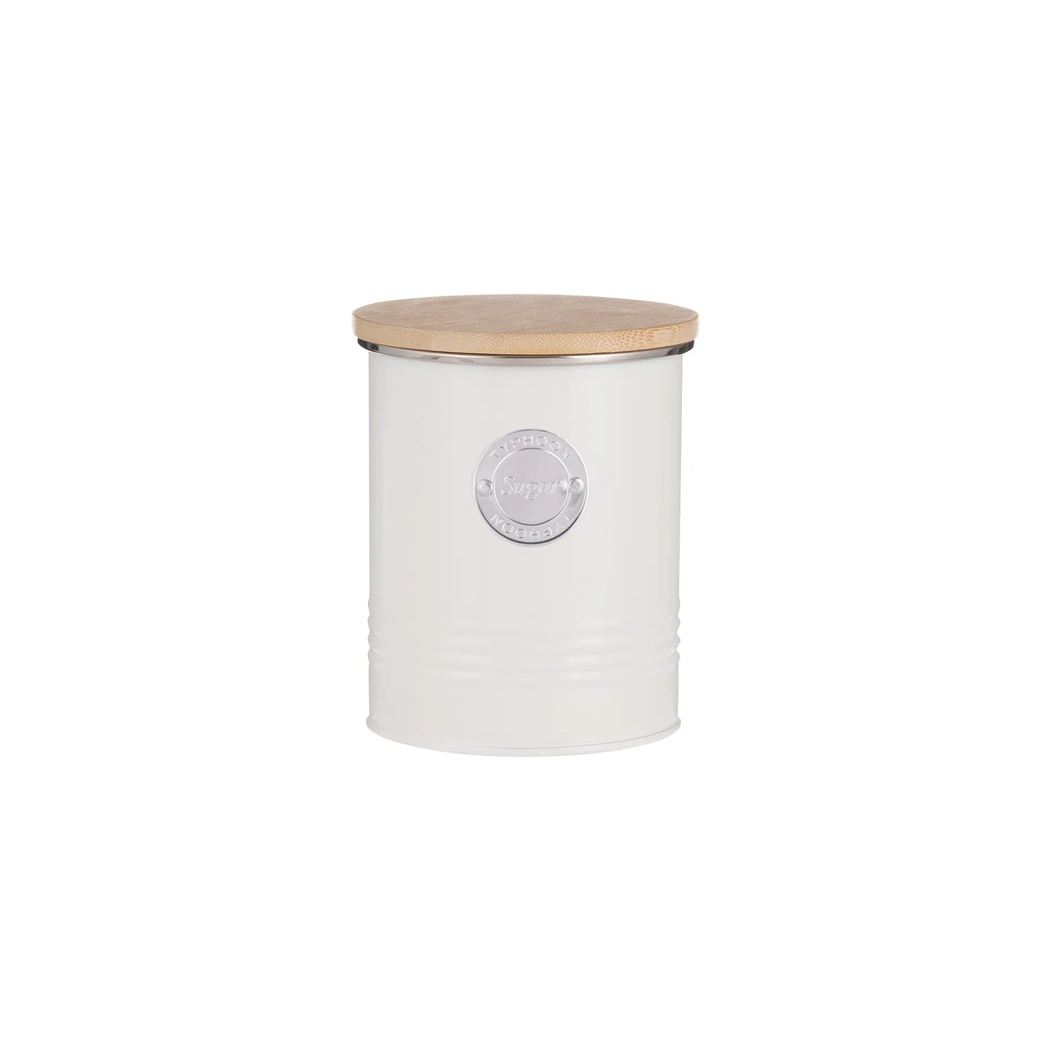 Typhoon Living Sugar Canister Cream 1 Litre - A stylish cream storage canister with a bamboo lid, perfect for keeping sugar fresh on your kitchen countertop.