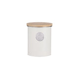 Typhoon Living Sugar Canister Cream 1 Litre - A stylish cream storage canister with a bamboo lid, perfect for keeping sugar fresh on your kitchen countertop.