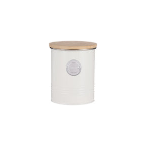 Typhoon Living Sugar Canister Cream 1 Litre - A stylish cream storage canister with a bamboo lid, perfect for keeping sugar fresh on your kitchen countertop.